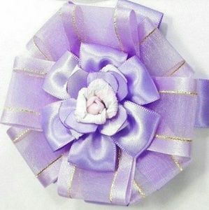 Satin & Organza Hair Bow 5"x5" Purple